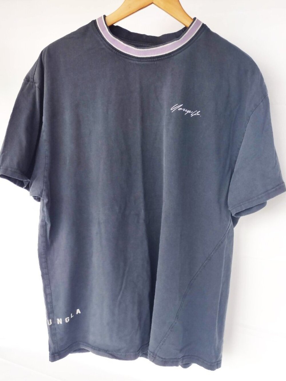YoungLA Noble Tee Black Purple Ringer Size Large